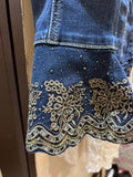 Chloe Denim Jkt with Embroidery 2 Slash Pkts  Size XXL