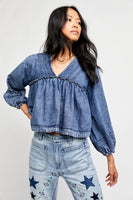 Free People Denim Blouse