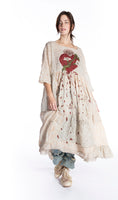 Magnolia Pearl Bleeding Heart Dress European Cotton Hand Block Print Patching Fading Distrsess
