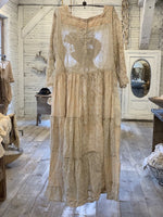 Magnolia Pearl Bleeding Heart Dress European Cotton Hand Block Print Patching Fading Distrsess