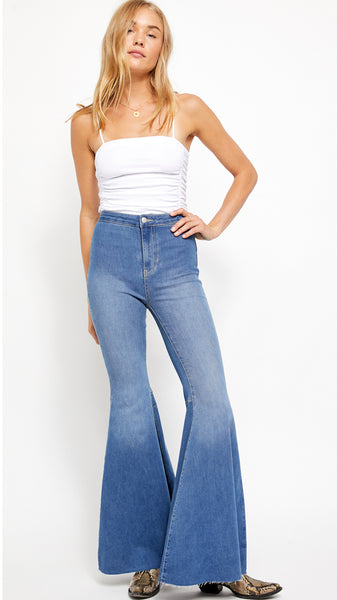 Free People Women's Just Float On Flare Jeans Bermondsey Blue 27 at   Women's Jeans store