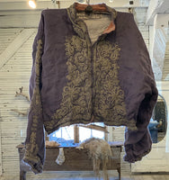 Mangolia Pearl European Linen Cropped Omayra Jacket Ottaman Style Embroidery