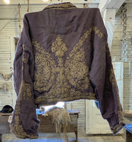 Mangolia Pearl European Linen Cropped Omayra Jacket Ottaman Style Embroidery