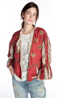 Magnolia Pearl Hand Woven Silk Monique Jacket with Unique Hand Distressing Sequins Printed Lining