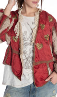 Magnolia Pearl Hand Woven Silk Monique Jacket with Unique Hand Distressing Sequins Printed Lining