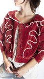Magnolia Pearl Cotton Velvet Oracle Cropped Coat Tattered Lace Detailing
