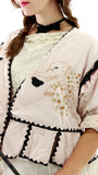 Magnolia Pearl Cotton Satin Binky Jacket with Embroidery Applique
