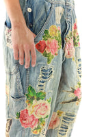 Magnolia Pearl Floral Appliqué Overalls