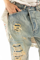 Magnolia Pearl Cotton Miner Pants Hand Aging Patching Distressing