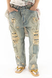 Magnolia Pearl Cotton Miner Pants Hand Aging Patching Distressing