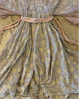 Magnolia Pearl Cotton Satin Hand Block Print Hera Gathered Waist Dress Hand Distressing