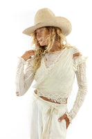 Magnolia Pearl Cotton Silk Angel Embroidered Faustine French Wrap Tank