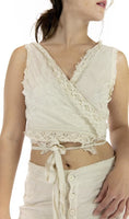 Magnolia Pearl Cotton Silk Angel Embroidered Faustine French Wrap Tank