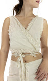 Magnolia Pearl Cotton Silk Angel Embroidered Faustine French Wrap Tank