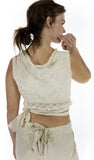 Magnolia Pearl Cotton Silk Angel Embroidered Faustine French Wrap Tank