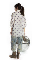 Magnolia Pearl European Cotton Boyfriend Shirt Poplin Collar Hand Distress