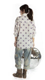 Magnolia Pearl European Cotton Boyfriend Shirt Poplin Collar Hand Distress